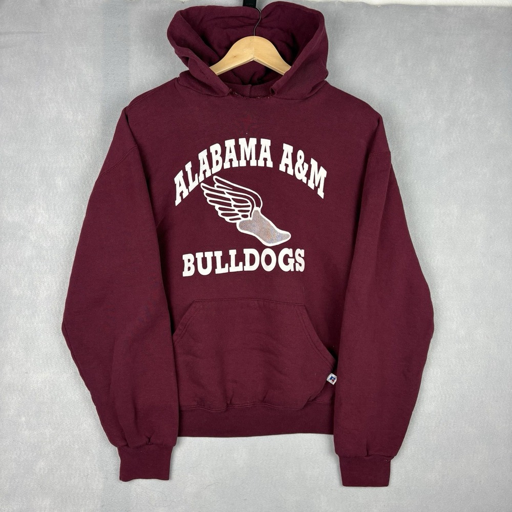 Vintage Russell Athletic Hoodie Men’s Medium Red Alabama A&M Bulldogs Boxy Fit